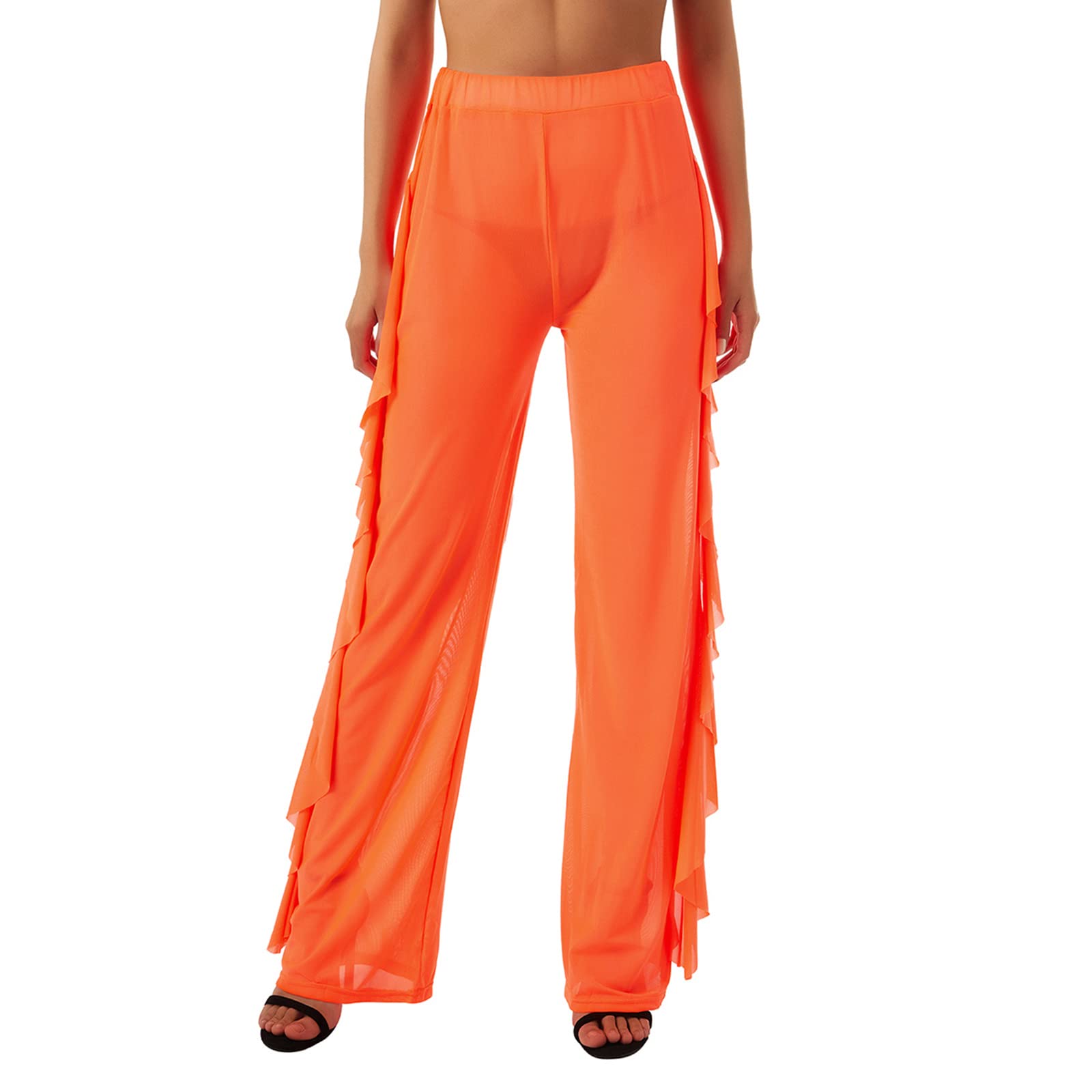 Algopix Similar Product 8 - RUEWEY Women See Throug Mesh Flare