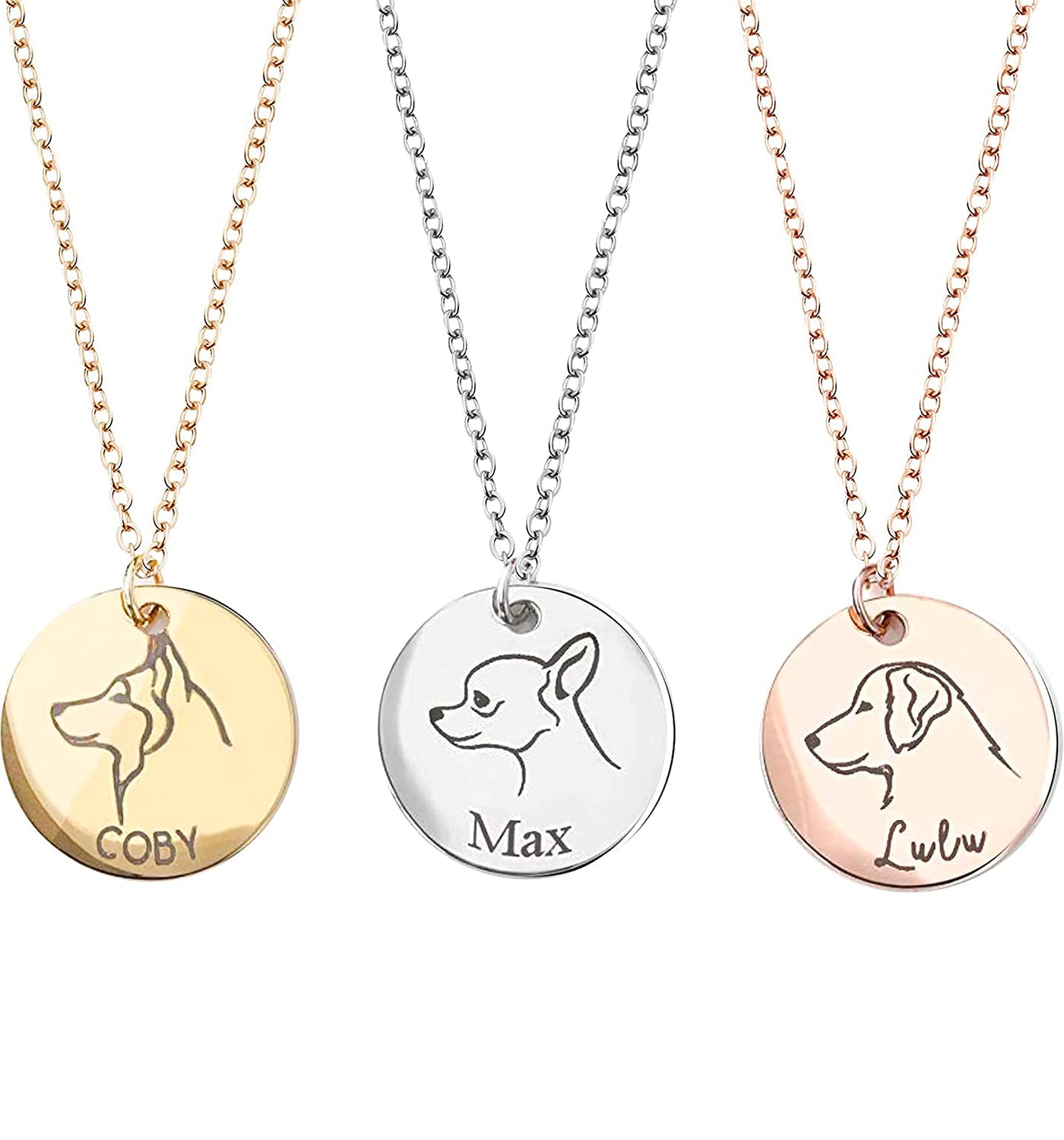 Algopix Similar Product 8 - Dog Portrait Personalized Name Necklace