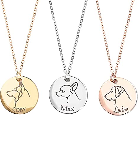 Algopix Similar Product 3 - Dog Portrait Personalized Name Necklace