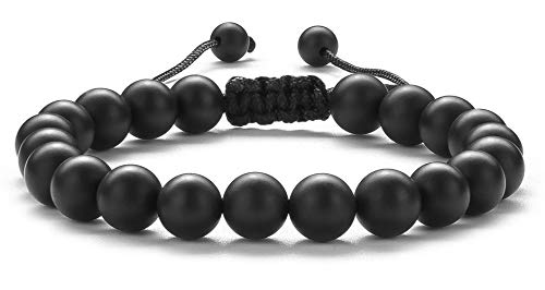 Algopix Similar Product 6 - Hamoery Women 8mm Black Matte Agate