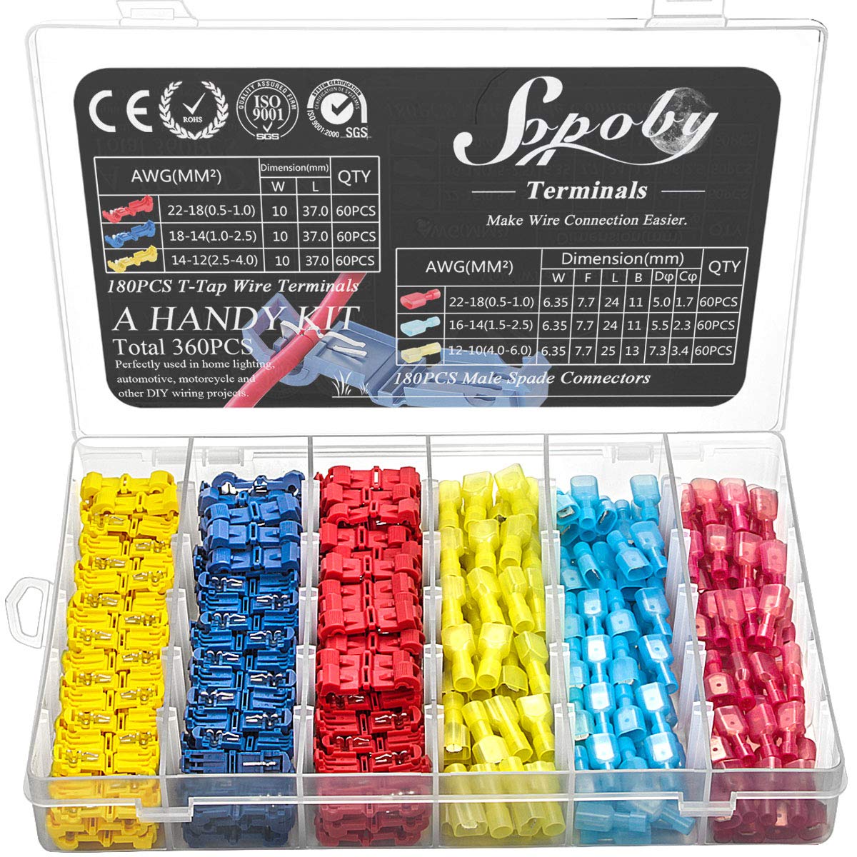 Algopix Similar Product 18 - Sopoby 360PCS T Tap Wire Connectors AWG