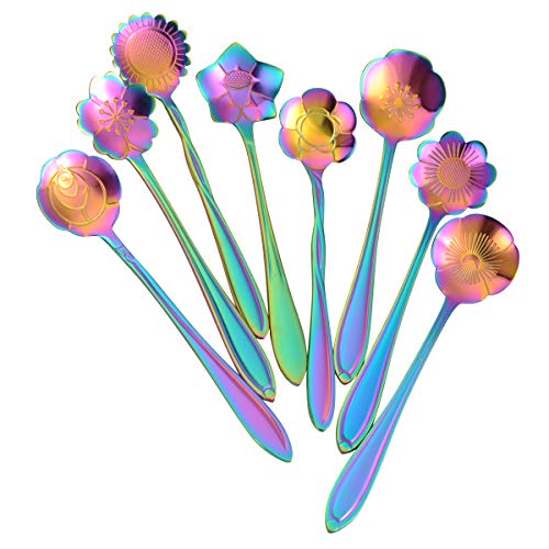 Algopix Similar Product 14 - AnSaw 8 Pcs Flower Spoon Set Stainless