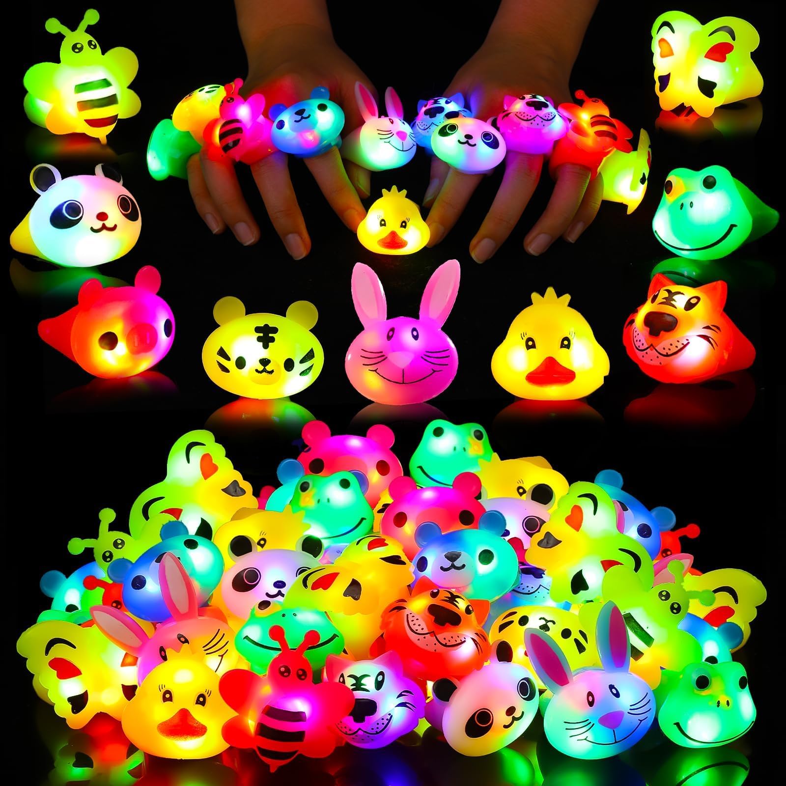 Algopix Similar Product 9 - SCIONE 40 Pack Light up Rings Birthday