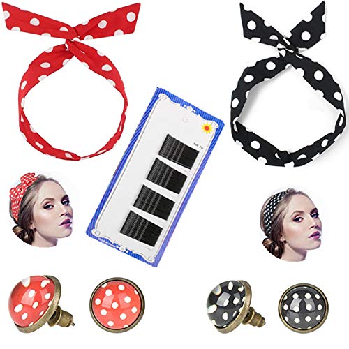 Algopix Similar Product 3 - PPX 2 Pcs Polka Dot Hairband  2 Pairs