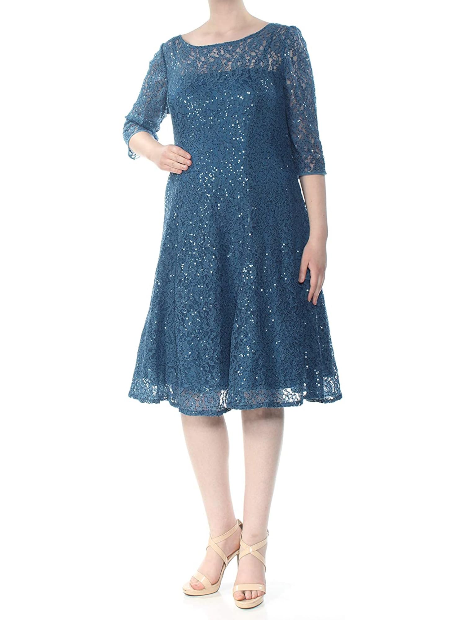 Algopix Similar Product 17 - SLNY Womens Plus Sequined Floral Lace