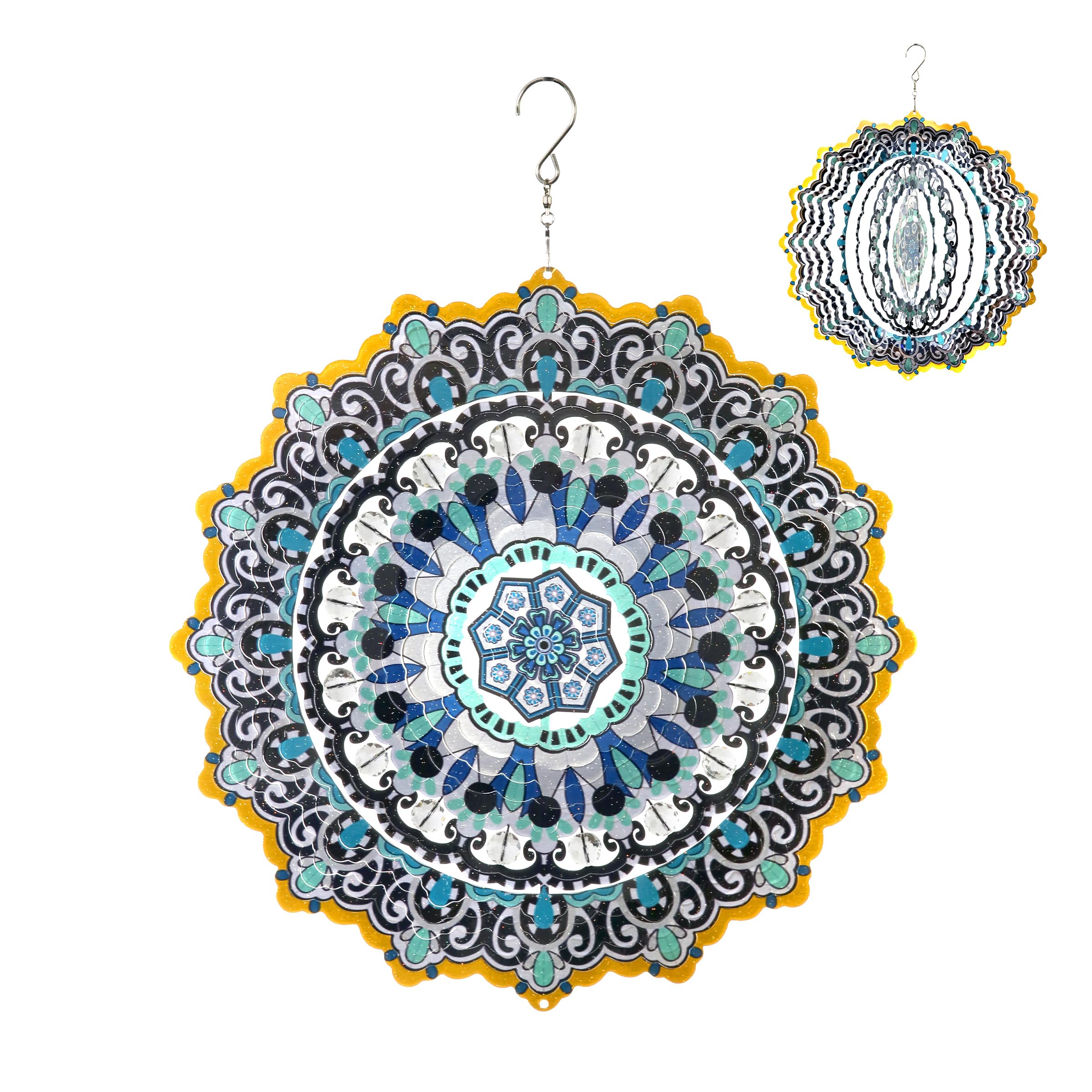 Algopix Similar Product 15 - Exhart Wind Spinner Sunflower Mandala