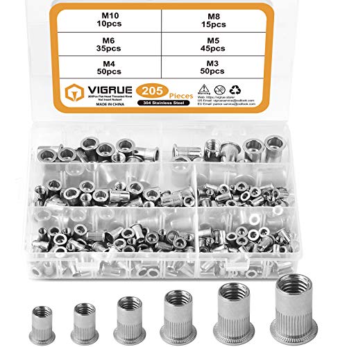 Algopix Similar Product 1 - VIGRUE 205PCS 304 Stainless Steel Rivet