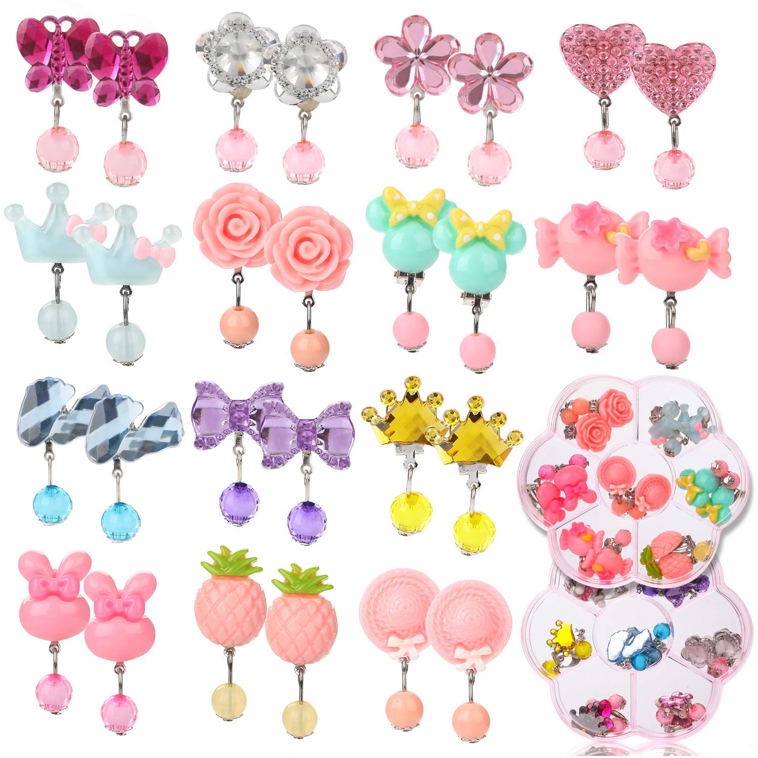 Algopix Similar Product 16 - Hifot 14 Pairs Clip on Earrings Girls