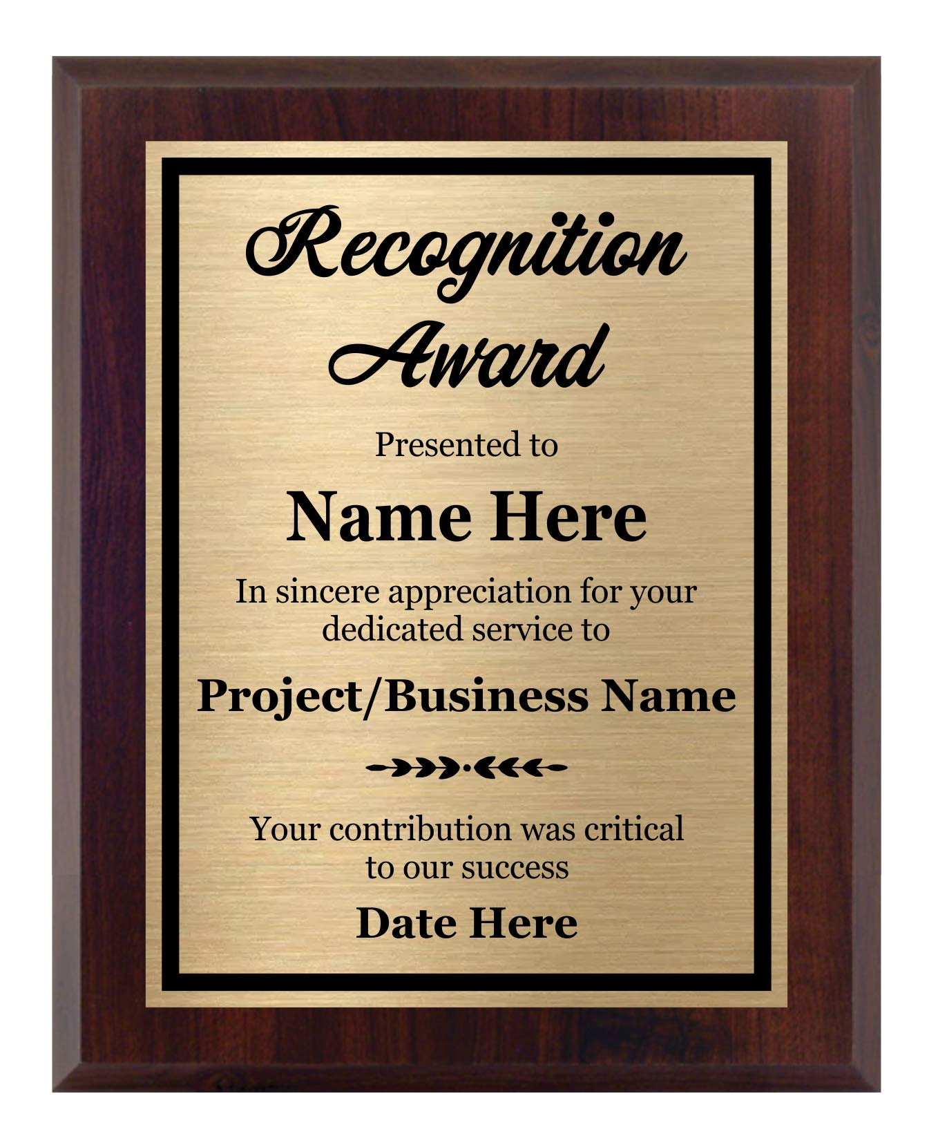 Algopix Similar Product 1 - Recognition Plaque 8x10  Personalized