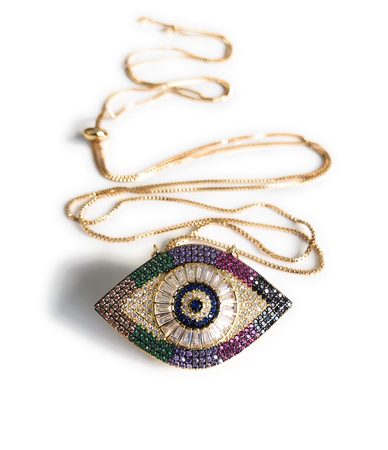 Algopix Similar Product 18 - SIFRIMANIA Lariat Necklace Big Evil Eye