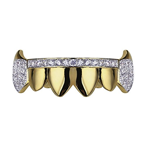 Algopix Similar Product 17 - TOPGRILLZ 14K Gold Plated Iced Out CZ