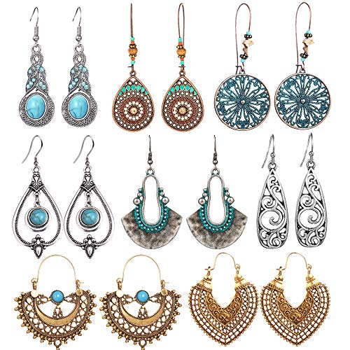 Algopix Similar Product 12 - 8 Pairs Vintage Drop Dangle Earrings