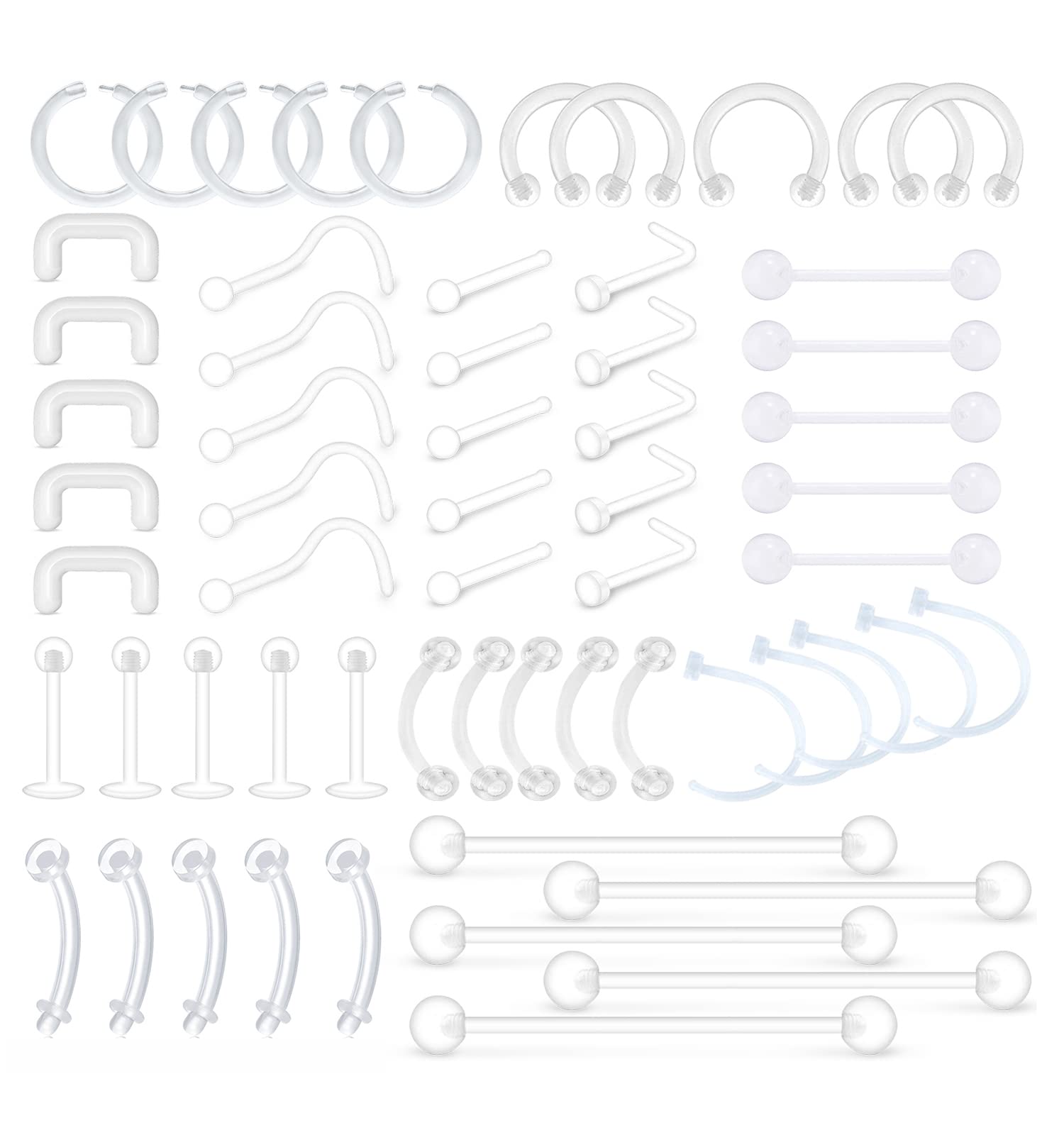 Algopix Similar Product 5 - MODRSA Mix Set Clear Piercing Retainers