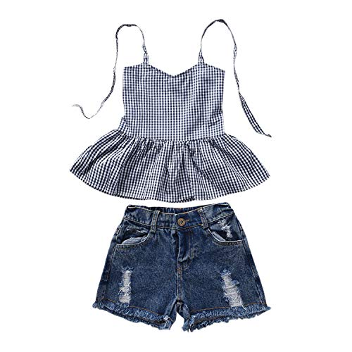 Algopix Similar Product 20 - Toddler Baby Girl Plaid Halter Ruffled
