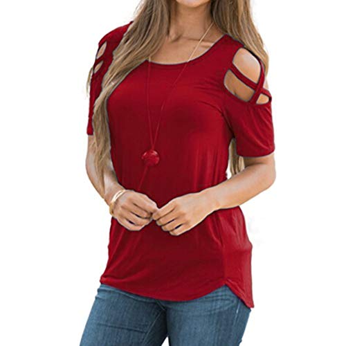 Algopix Similar Product 6 - Womens Strappy Cold Shoulder Top O Neck