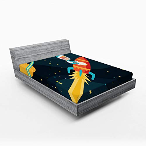 Algopix Similar Product 18 - Ambesonne Rocket Fitted Sheet Boy