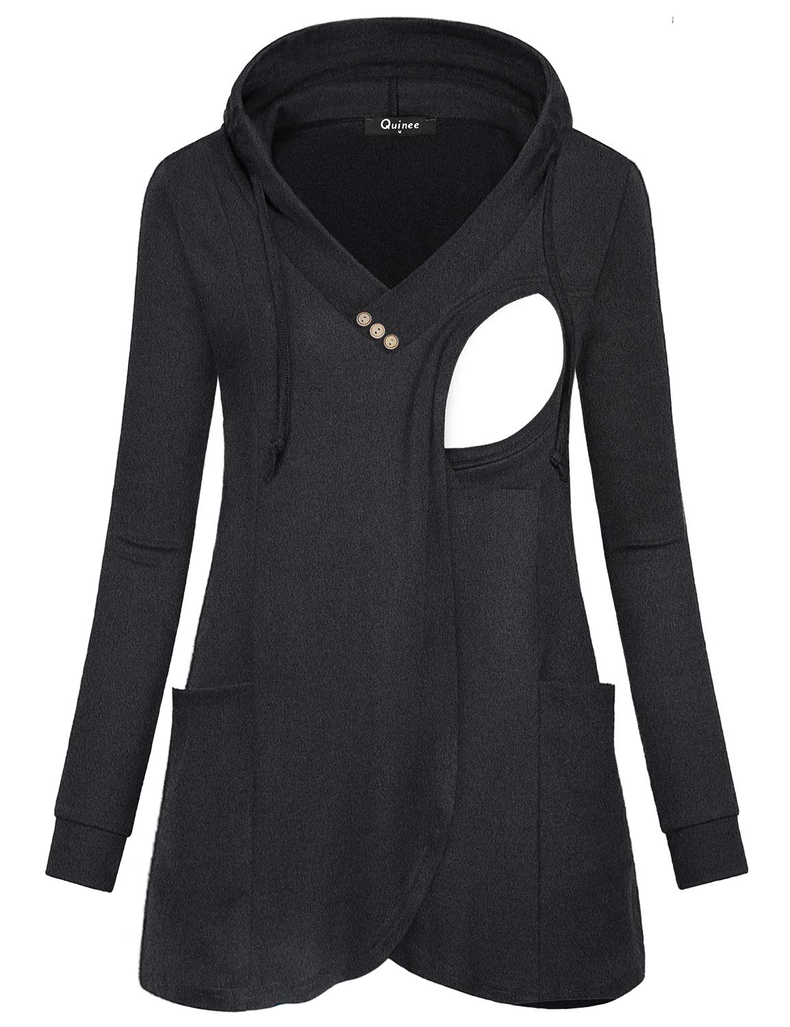 Algopix Similar Product 7 - Quinee Women Long Sleeve V Neck Hooded