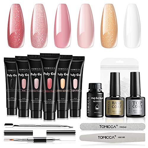 Algopix Similar Product 10 - TOMICCA Poly Nail Gel Kit 6 Glitter