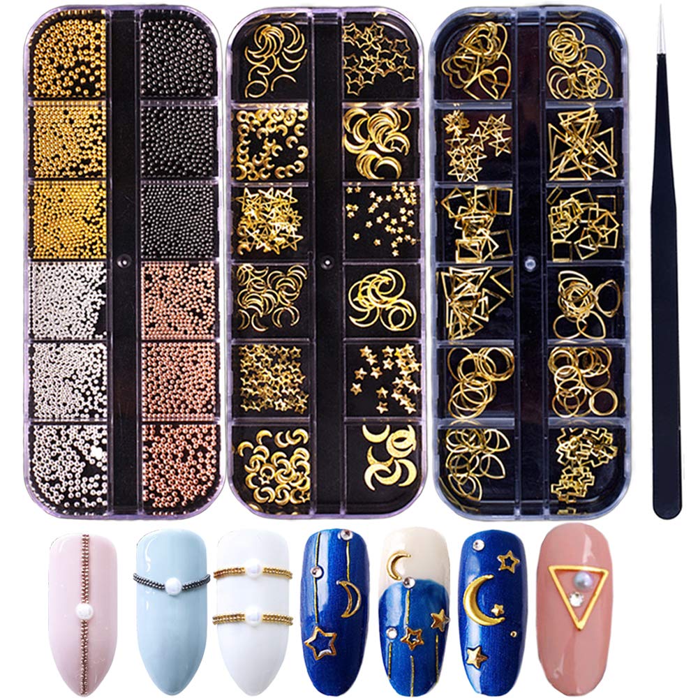 Algopix Similar Product 11 - 3D Nails Art Metal Charms Studs Jewels