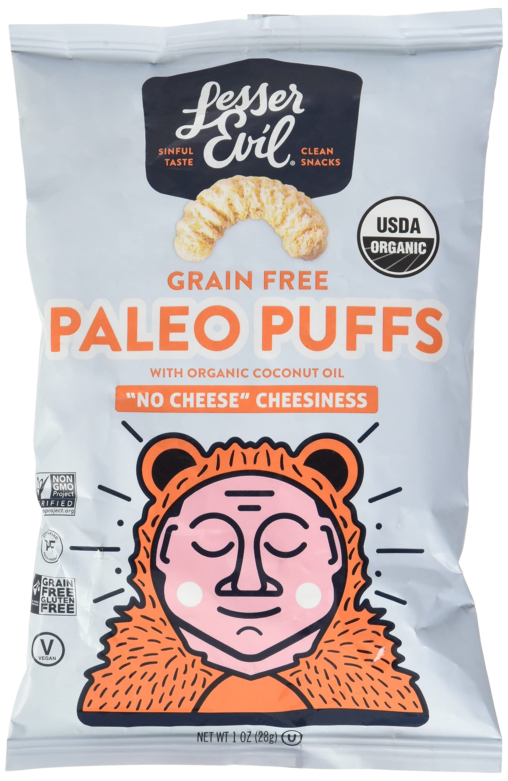 Algopix Similar Product 6 - Lesser Evil Paleo No Cheese Puffs, 1 oz