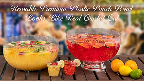 Algopix Similar Product 15 - Crystal Cut Plastic Punch Bowl With