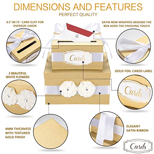 Algopix Similar Product 17 - Gold Gift Card Box  2 Tier  Perfect