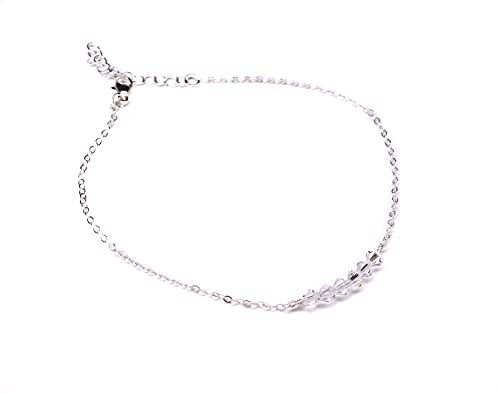 Algopix Similar Product 9 - Sterling silver anklet with clear