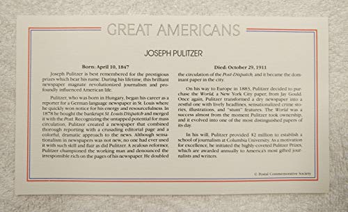 Algopix Similar Product 19 - Joseph Pulitzer  Great Americans 