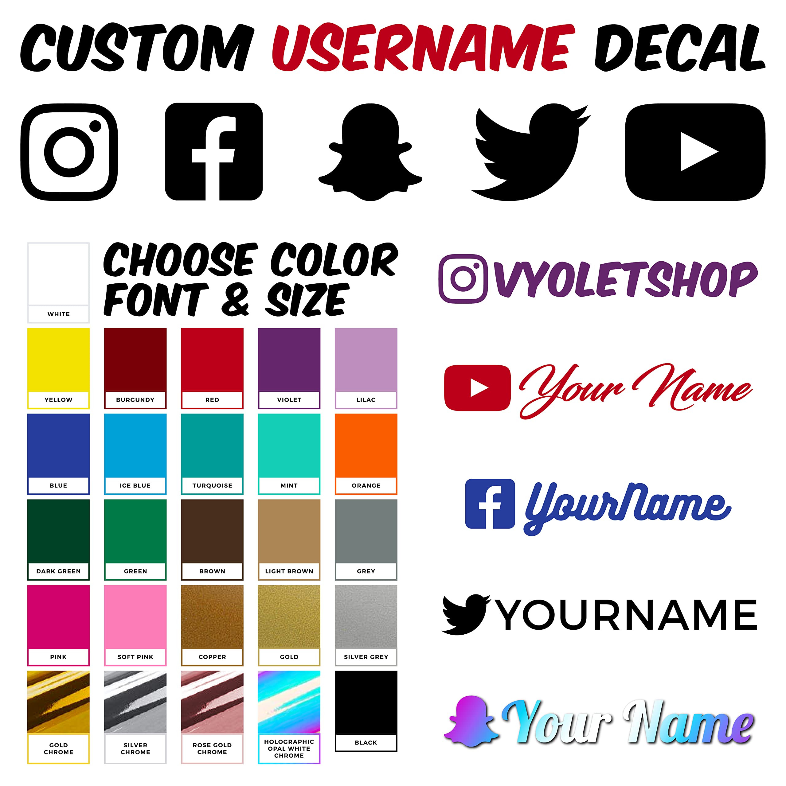 Algopix Similar Product 3 - Pair of 2 Custom Social Media Username