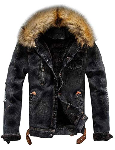 Algopix Similar Product 15 - Omoone Mens Faux Fur Collar Sherpa