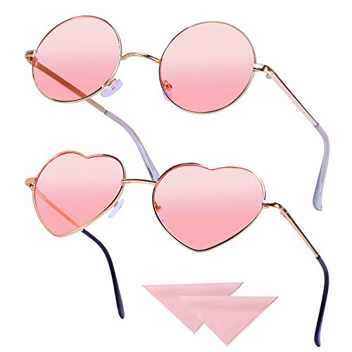Algopix Similar Product 7 - Hifot 2 pack Hippie Glasses Retro Round