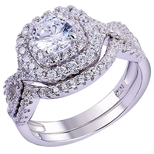 Algopix Similar Product 20 - Newshe Wedding Band Engagement Ring Set