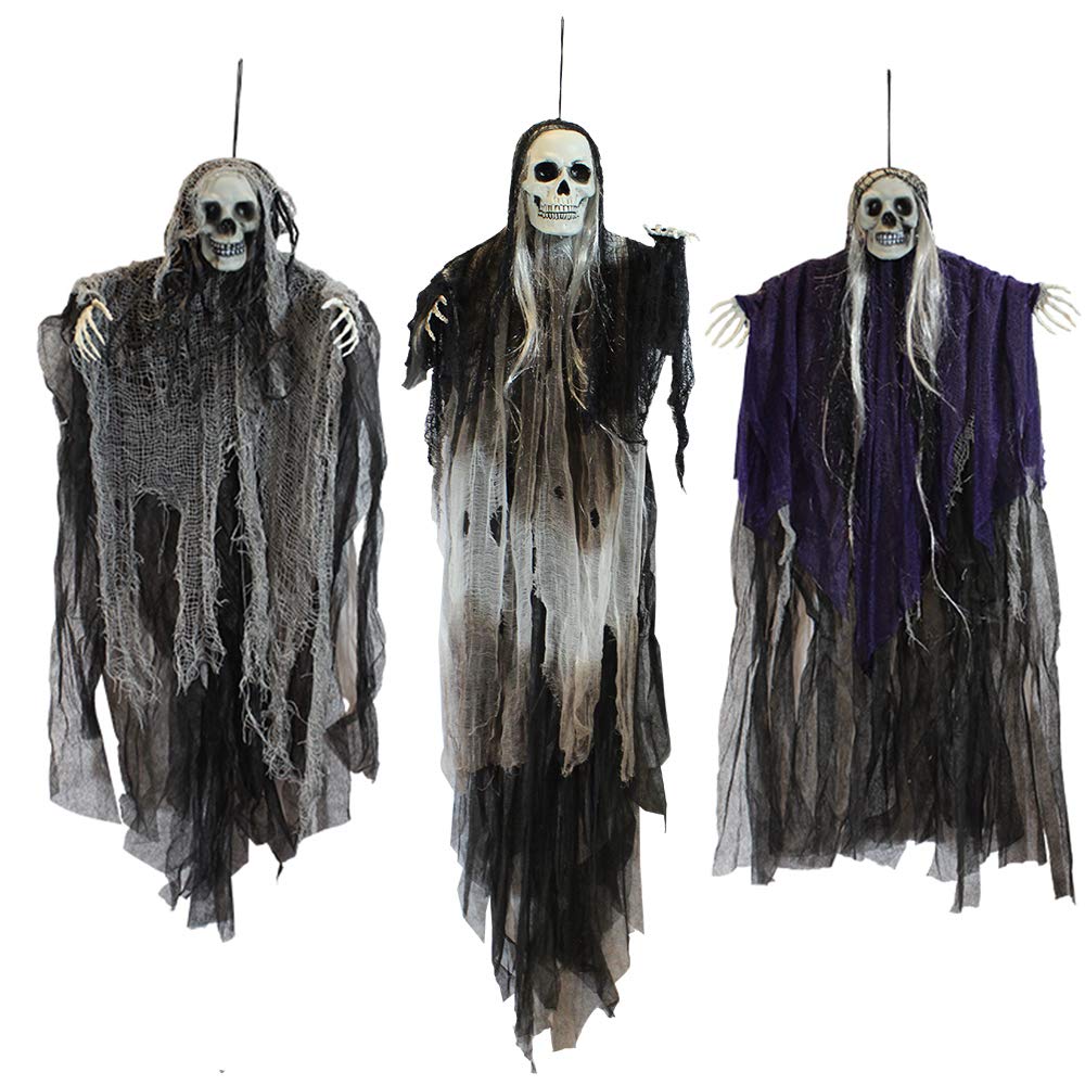Algopix Similar Product 14 - JOYIN 3 Pack Hanging Halloween Skeleton