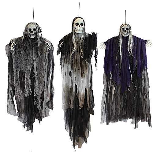 Algopix Similar Product 2 - JOYIN 3 Pack Hanging Halloween Skeleton