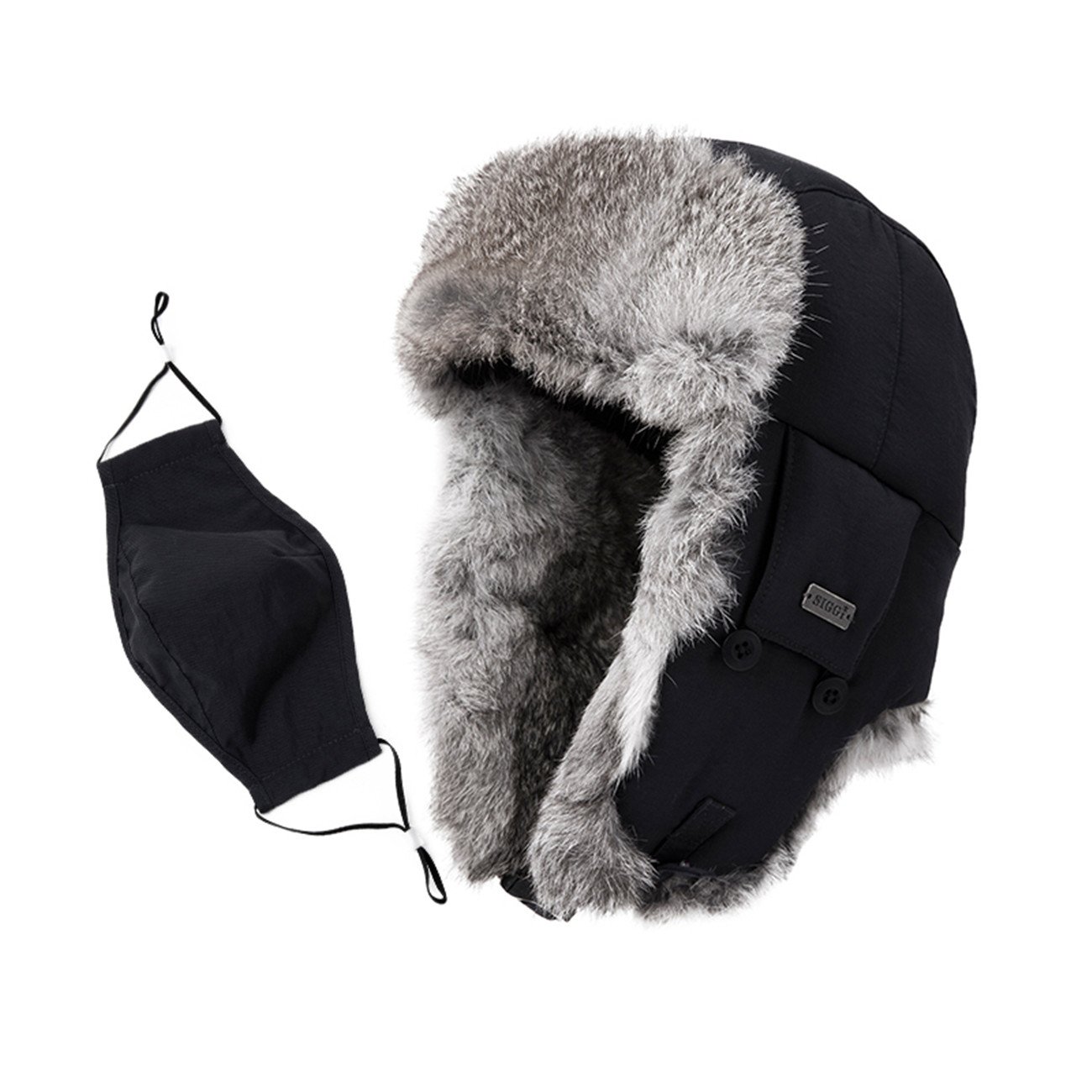 Algopix Similar Product 4 - Unisex 100 Rabbit Fur Trapper Ushanka