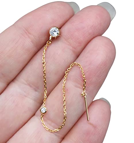 Algopix Similar Product 2 - Cubic Zirconia Threader earrings 14k