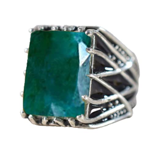 Algopix Similar Product 6 - Emerald Corundum Ring 925 Sterling