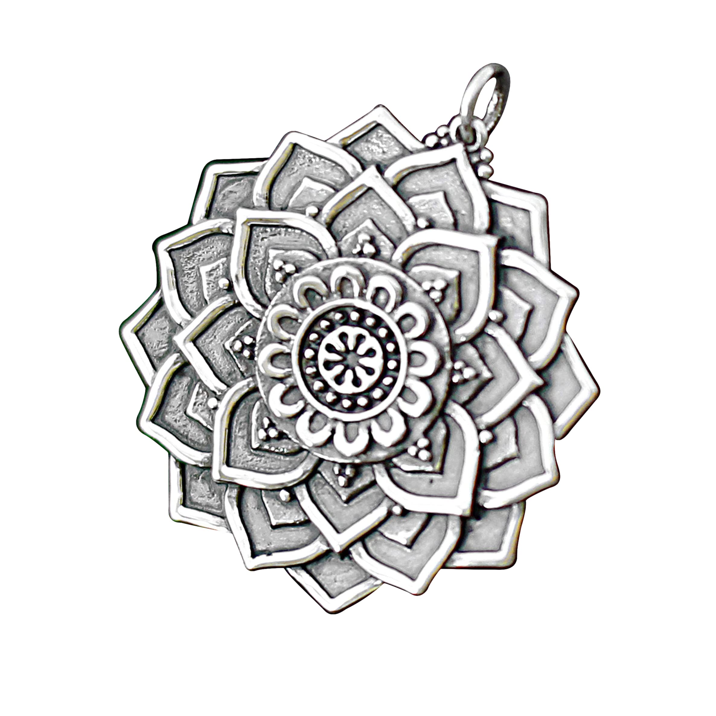 Algopix Similar Product 11 - Large Sterling Silver Lotus Mandala
