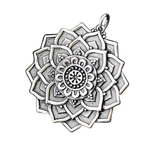 Algopix Similar Product 18 - Large Sterling Silver Lotus Mandala