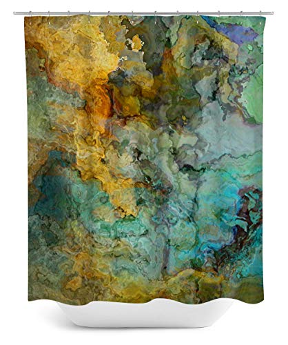 Algopix Similar Product 16 - Abstract art shower curtain in blue