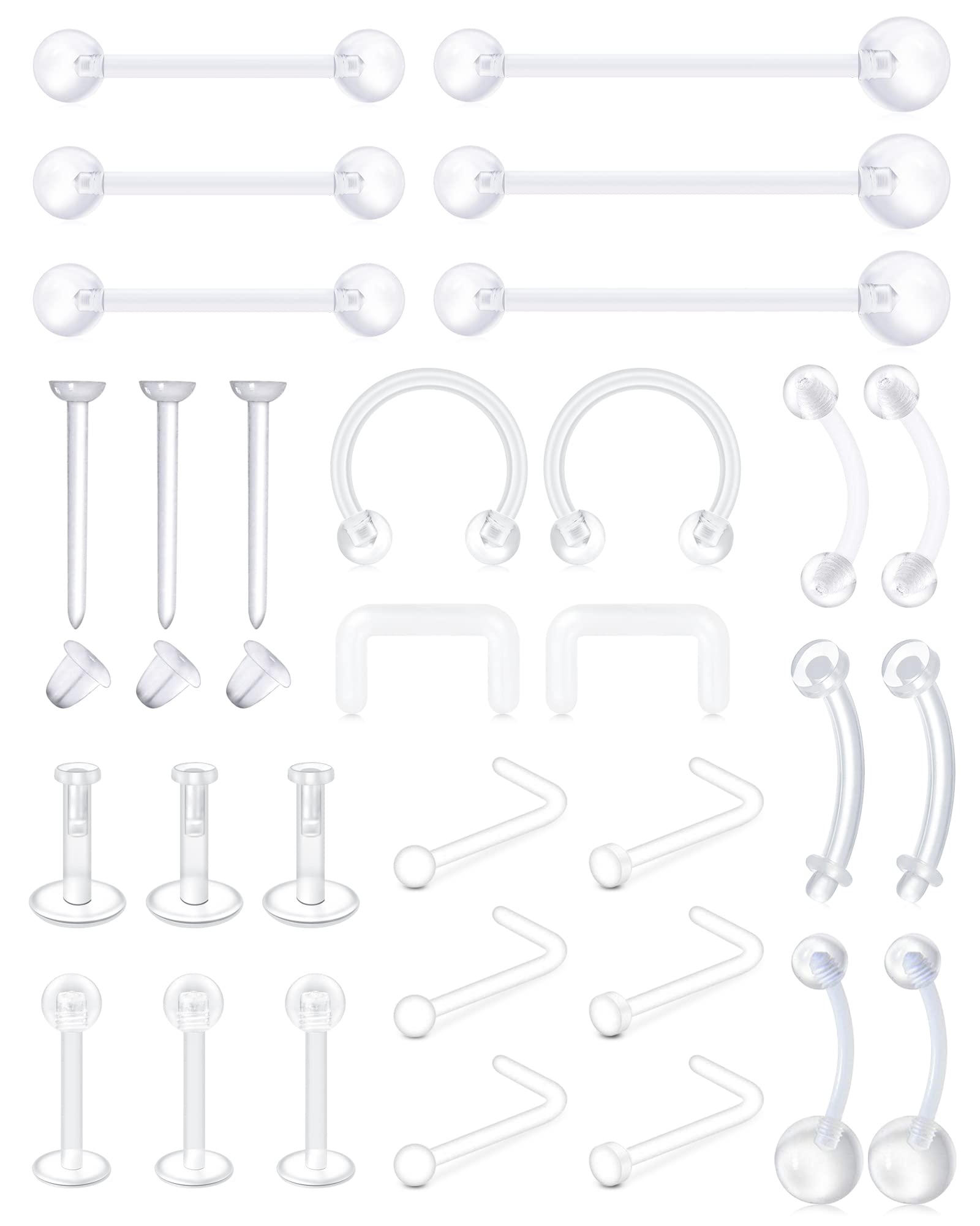 Algopix Similar Product 8 - MODRSA Mix Set Clear Piercing Retainers