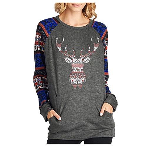 Algopix Similar Product 12 - Womens Crewneck Reindeer Pullover Ugly