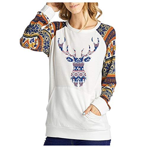 Algopix Similar Product 20 - Womens Crewneck Reindeer Pullover Ugly
