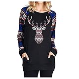Algopix Similar Product 8 - Womens Crewneck Reindeer Pullover Ugly