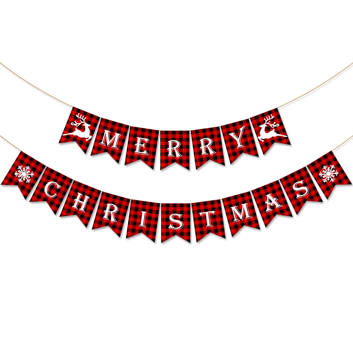 Algopix Similar Product 17 - JOZON Merry Christmas Banner Plaid