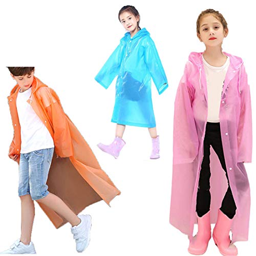 Algopix Similar Product 16 - CLEYCYE Kids Rain Poncho Raincoat with