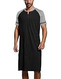 Algopix Similar Product 5 - Mens Cotton Nightshirts Raglan Short