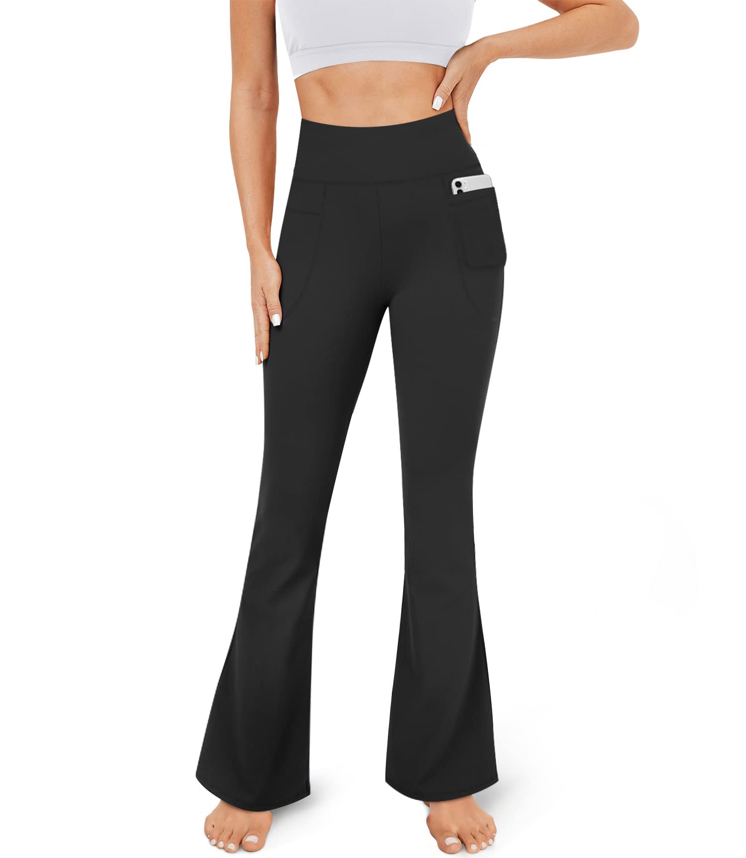 Algopix Similar Product 18 - YOLIX Black Flare Yoga Pants for Women