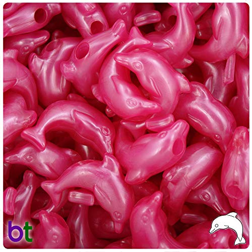 Algopix Similar Product 15 - BeadTin Hot Pink Pearl 25mm Dolphin