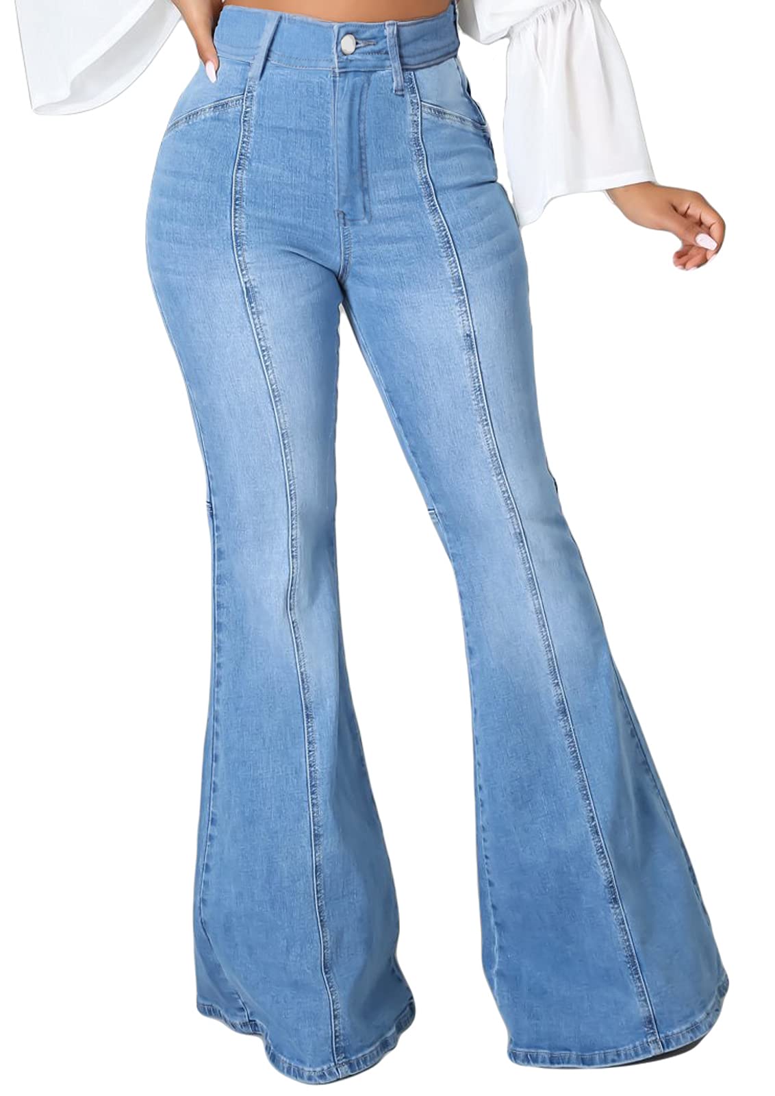 Algopix Similar Product 1 - SeNight Bell Bottom Jeans for Women